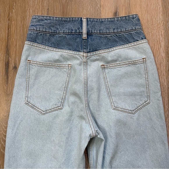 Retro ba&sh Jeans Apolo High Waisted Straight Leg Two-Tone Denim 100% Cotton - Picture 5 of 14